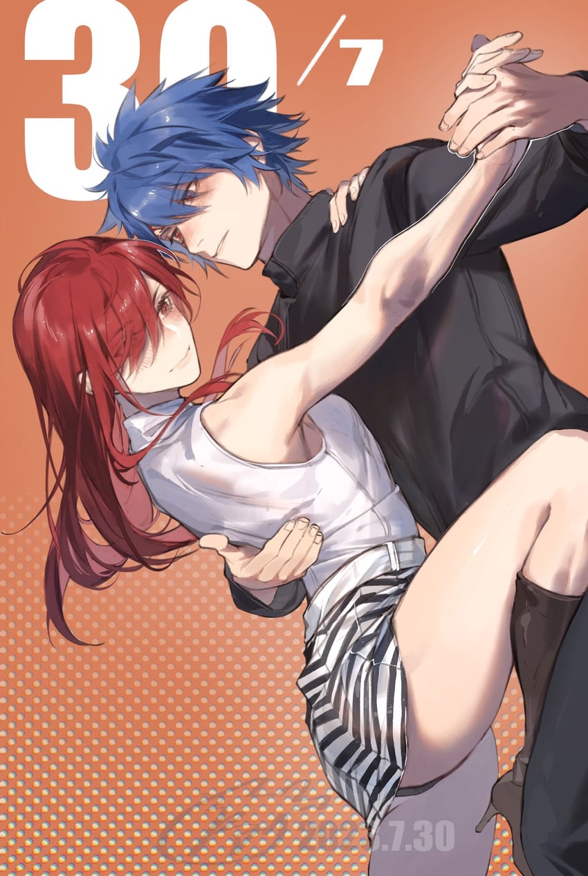 erza scarlet and jellal fernandes (fairy tail) drawn by xuchuan
