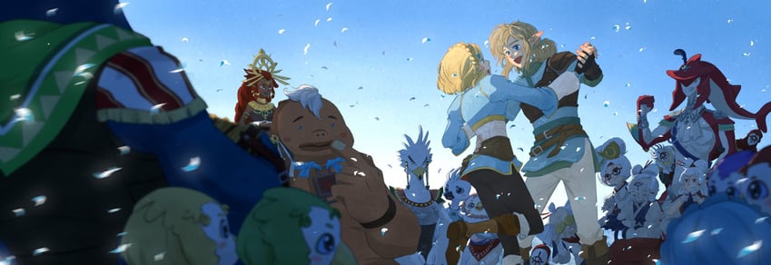 link, princess zelda, purah, sidon, impa, and 15 more (the legend of zelda and 2 more) drawn by yangyaozigo
