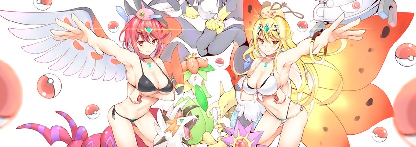 pyra, mythra, dedenne, lycanroc, lilligant, and 8 more (pokemon and 2 more) drawn by daive