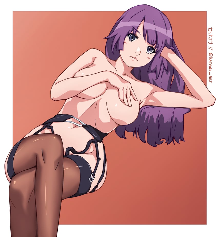 senjougahara hitagi (monogatari and 1 more) drawn by katari_art