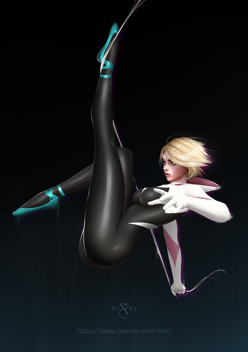 spider-gwen and gwen stacy (marvel and 1 more) drawn by nixri