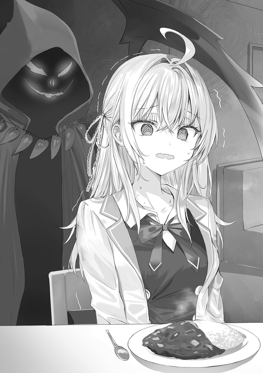 alisa mikhailovna kujou, death, and grim reaper (tokidoki bosotto roshia-go de dereru tonari no alya-san) drawn by momoko_(momopoco)