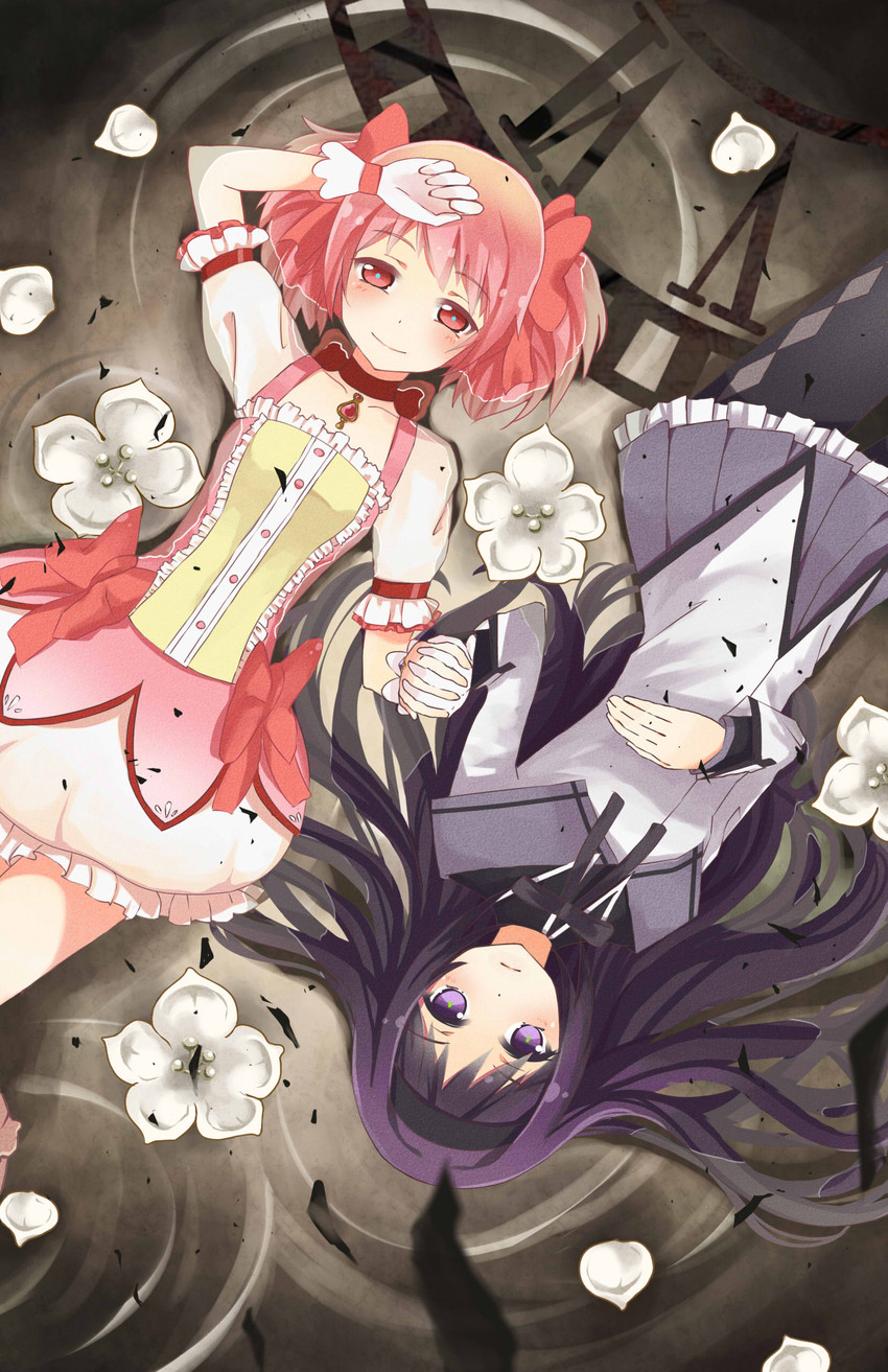 akemi homura and kaname madoka (mahou shoujo madoka magica) drawn by levi9452