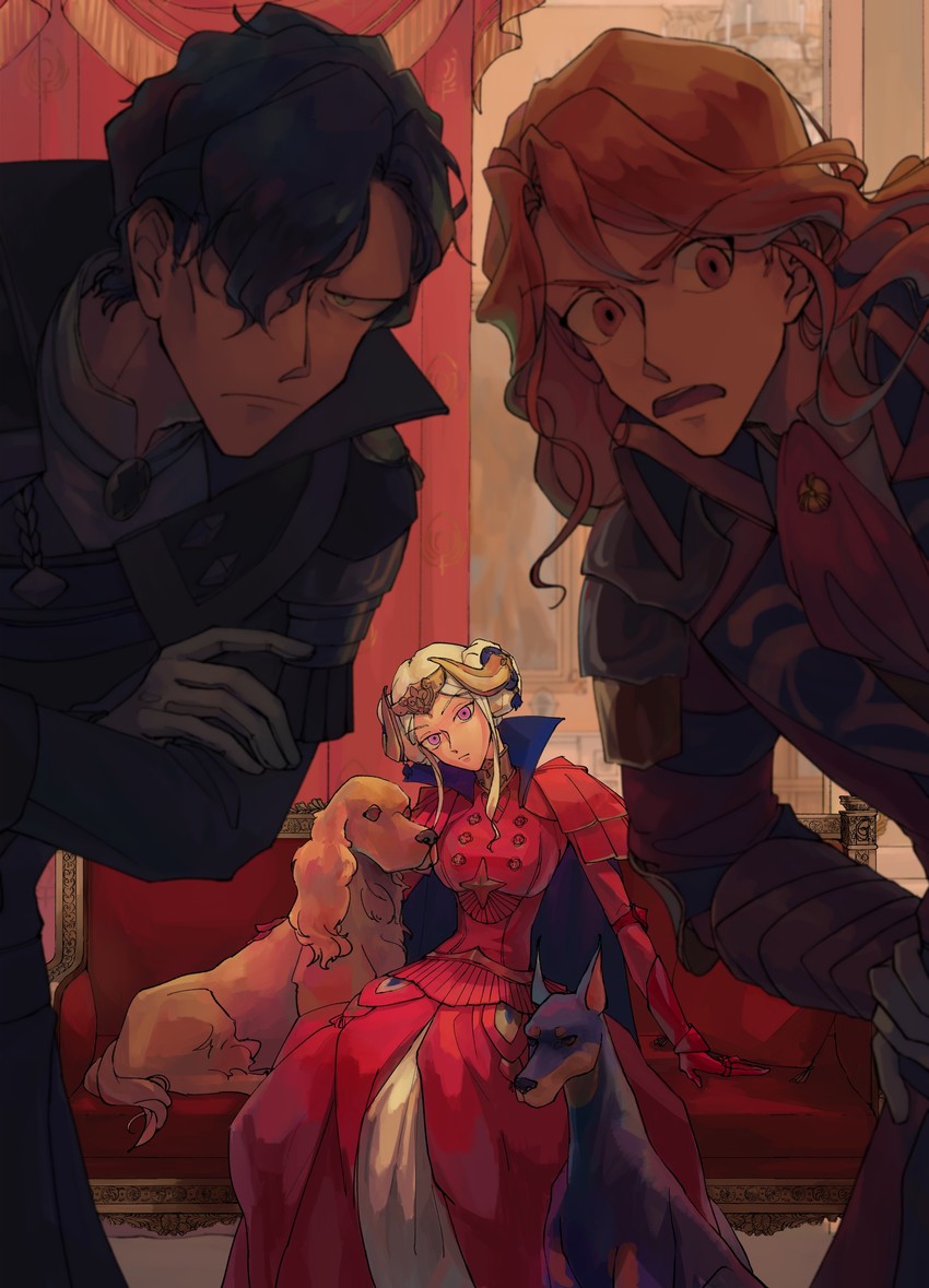 edelgard von hresvelg, hubert von vestra, and ferdinand von aegir (fire emblem and 1 more) drawn by aozmspn_e
