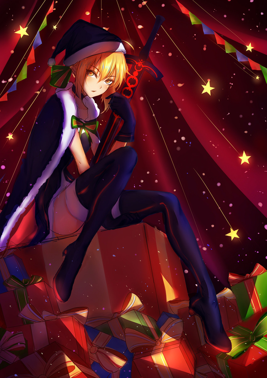 artoria pendragon, saber alter, and santa alter (fate and 1 more) drawn by tenmoon