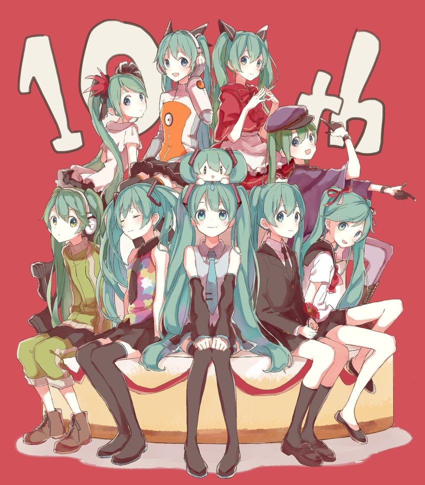 hatsune miku (vocaloid and 8 more) drawn by sentaro207