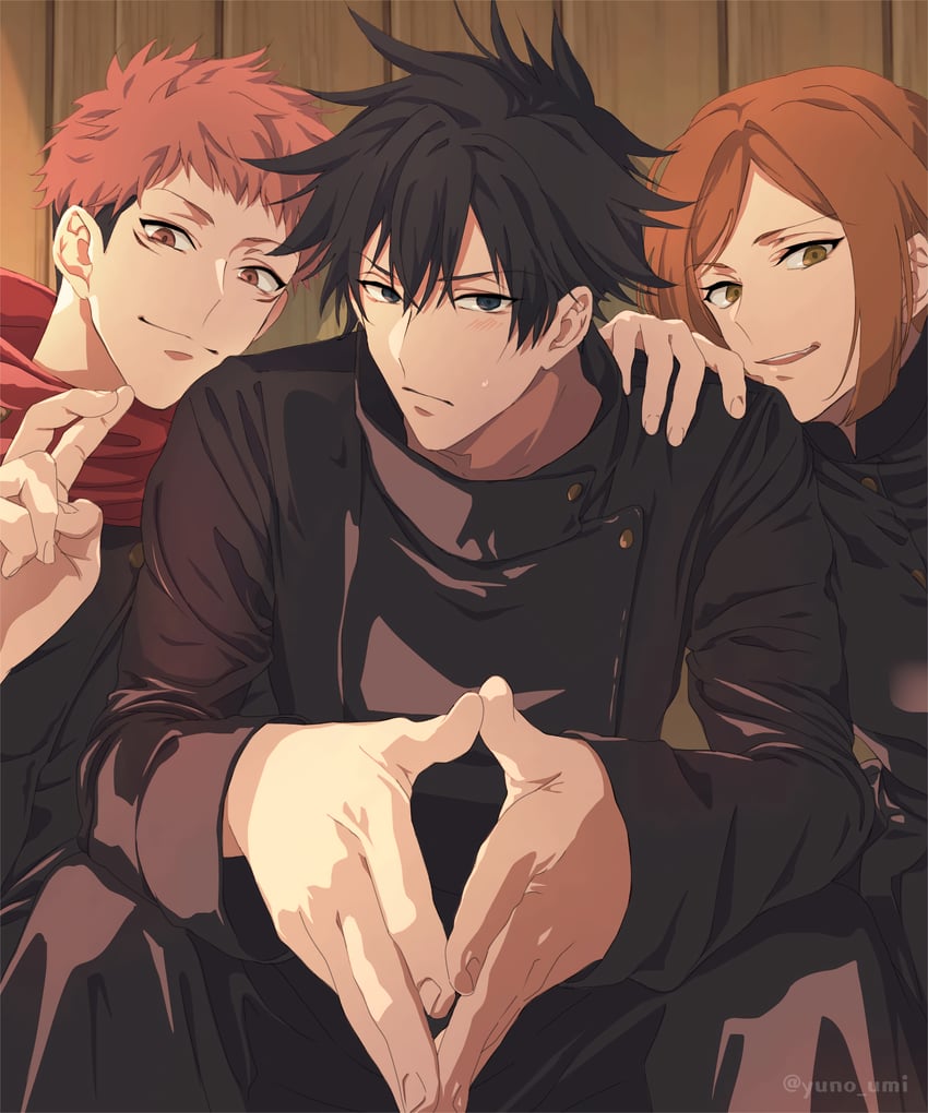 itadori yuuji, fushiguro megumi, and kugisaki nobara (jujutsu kaisen) drawn by washiko_(rasuko)