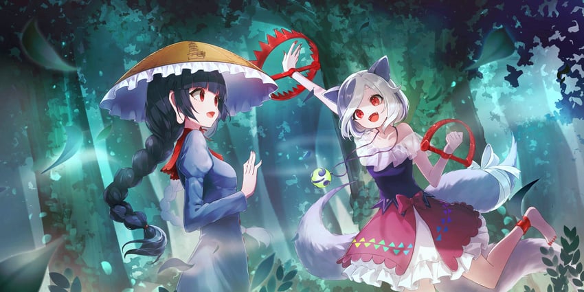 yatadera narumi and mitsugashira enoko (touhou and 1 more) drawn by tennensui_(midorinokaibutu4500)