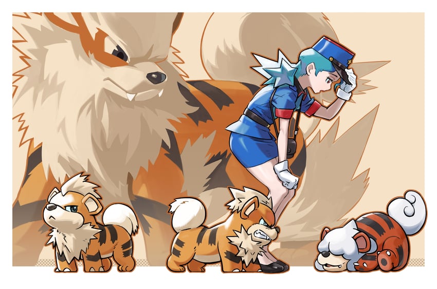 arcanine, growlithe, hisuian growlithe, and jenny (pokemon) drawn by b2b_beetoboo