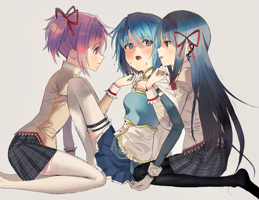 akemi homura, kaname madoka, and miki sayaka (mahou shoujo madoka magica and 1 more) drawn by dddoochi1