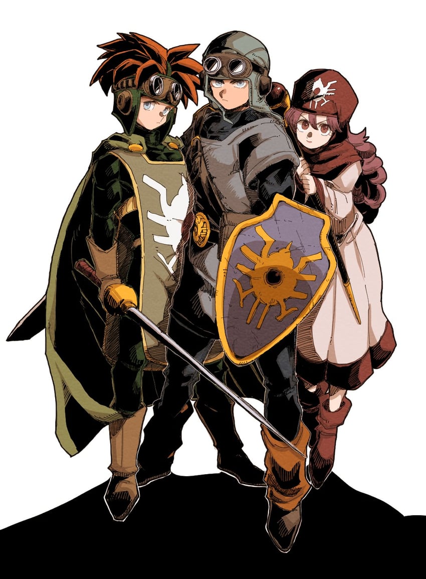 princess of moonbrook, prince of lorasia, and prince of samantoria (dragon quest and 1 more) drawn by saitou_piyoko