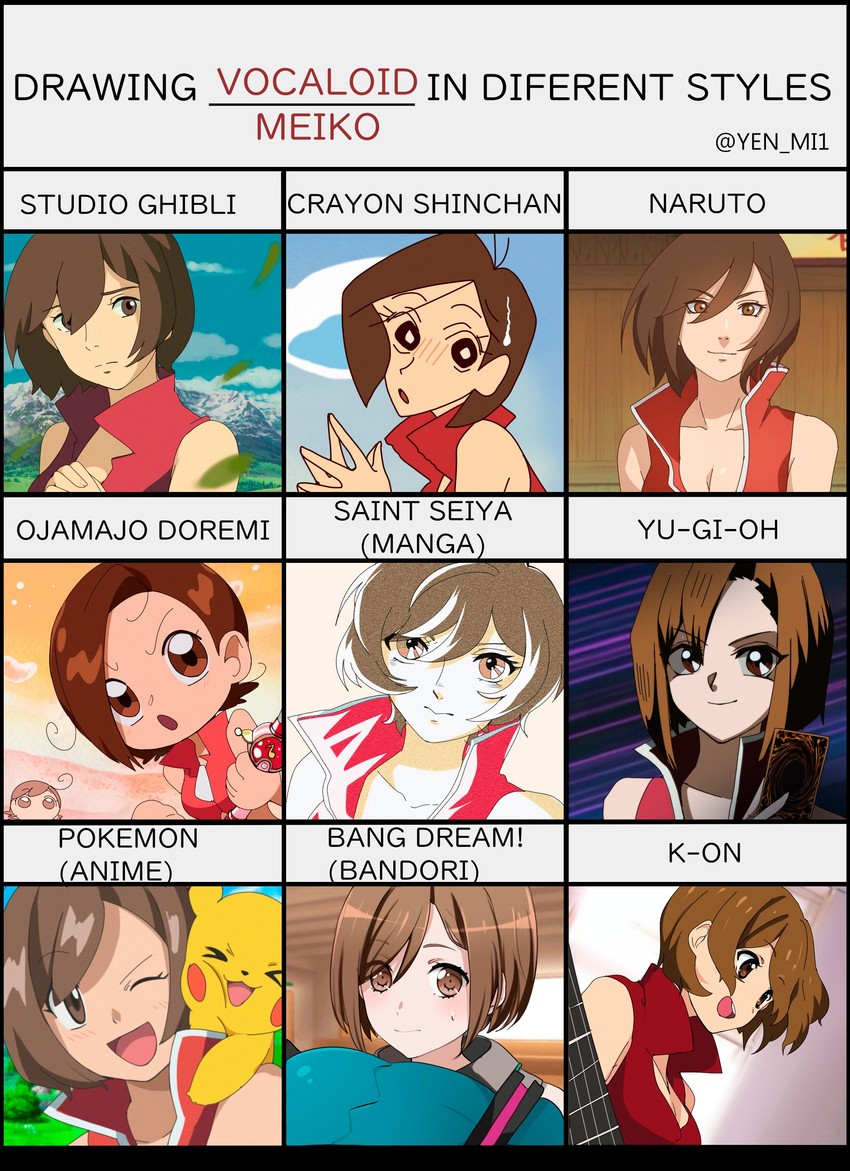 hatsune miku, pikachu, and meiko (pokemon and 9 more) drawn by yen-mi