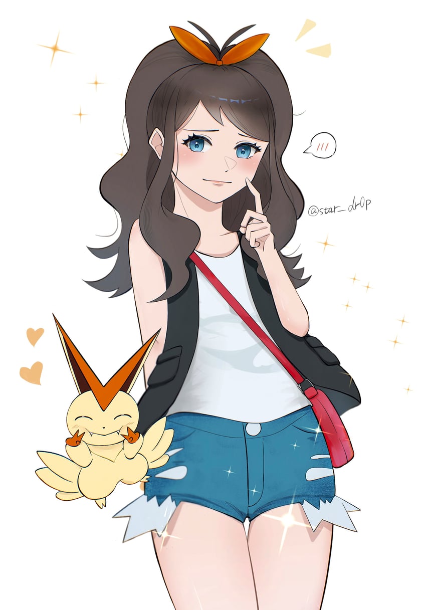 hilda and victini (pokemon and 1 more) drawn by star_dr0p