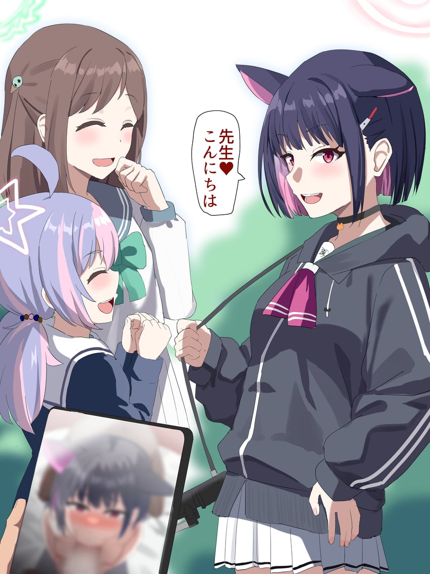 kazusa, reisa, and airi (blue archive) drawn by shin'yashiki