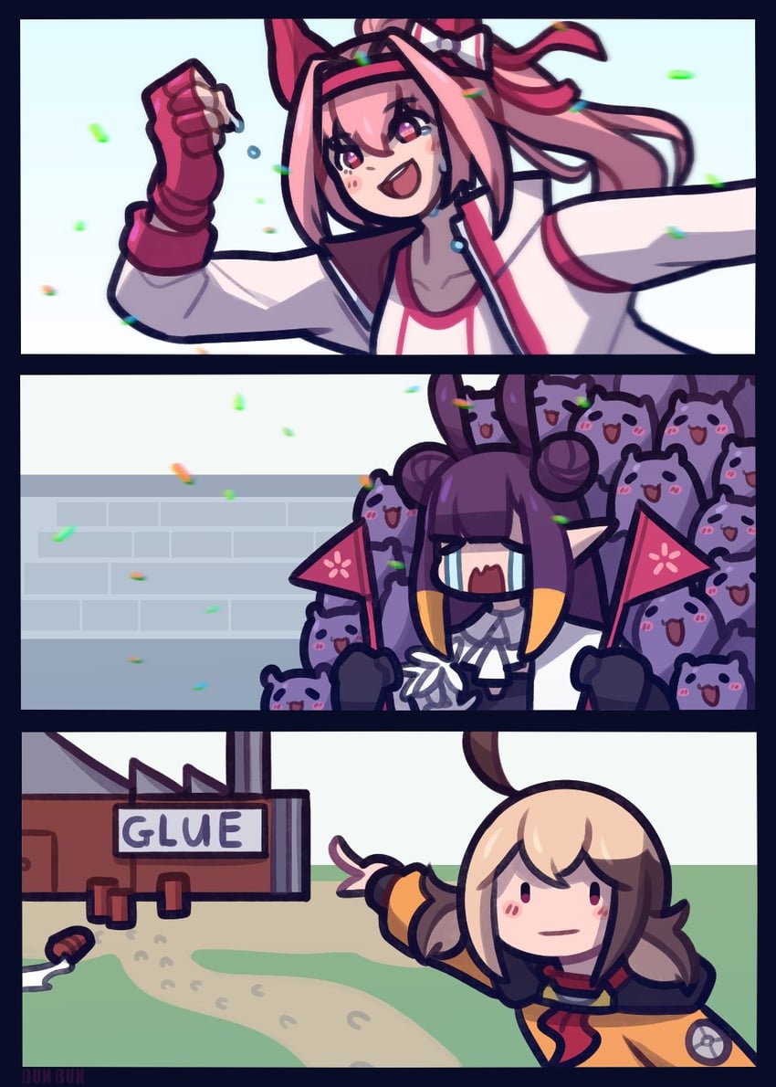 ninomae ina'nis, takodachi, haru urara, and gigi murin (hololive and 1 more) drawn by bunbbun