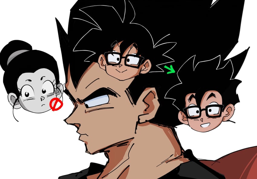son goku, vegeta, son gohan, and chi-chi (dragon ball and 1 more) drawn by gokutrash