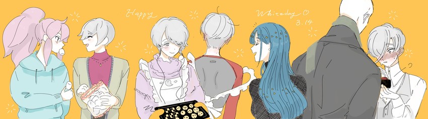 lapis lazuli, antarcticite, cairngorm, ghost quartz, kongou sensei, and 2 more (houseki no kuni) drawn by enmi0co