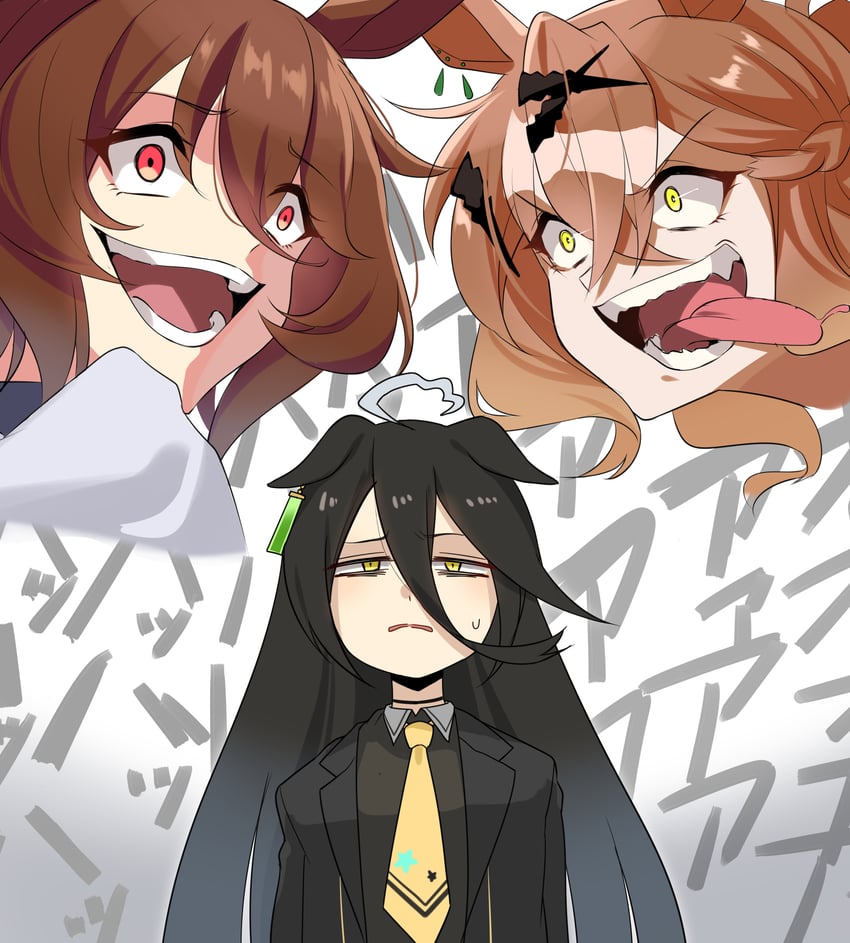 agnes tachyon, manhattan cafe, and jungle pocket (umamusume and 1 more) drawn by haibarasaika