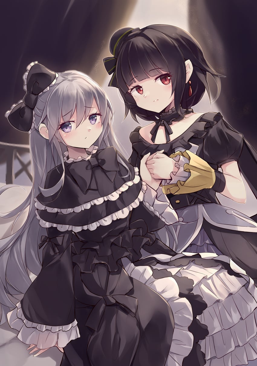 ghost belle & haunted mansion, underworld goddess of the closed world, and moon of the closed heaven (yu-gi-oh!) drawn by kanzakietc