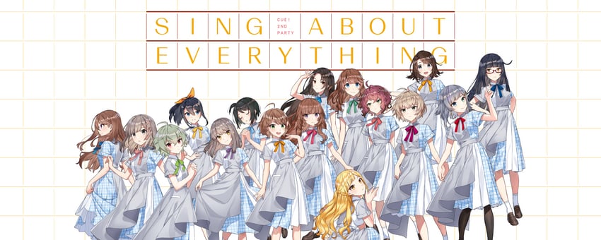 mutsuishi haruna, yomine miharu, tendo yuuki, hinakura riko, maruyama rie, and 11 more (cue!)