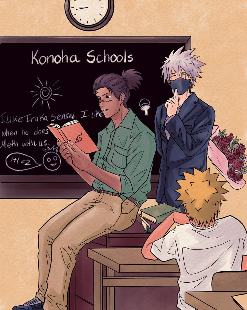 uzumaki naruto, hatake kakashi, and umino iruka (naruto and 1 more) drawn by samaa_samir