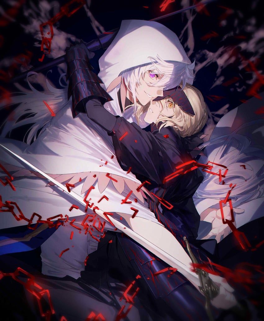 artoria pendragon, saber alter, and merlin (fate and 1 more) drawn by bsq