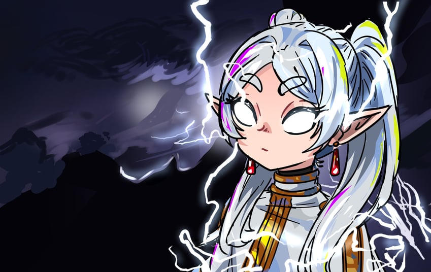 frieren and low tier god (sousou no frieren) drawn by kimjdav