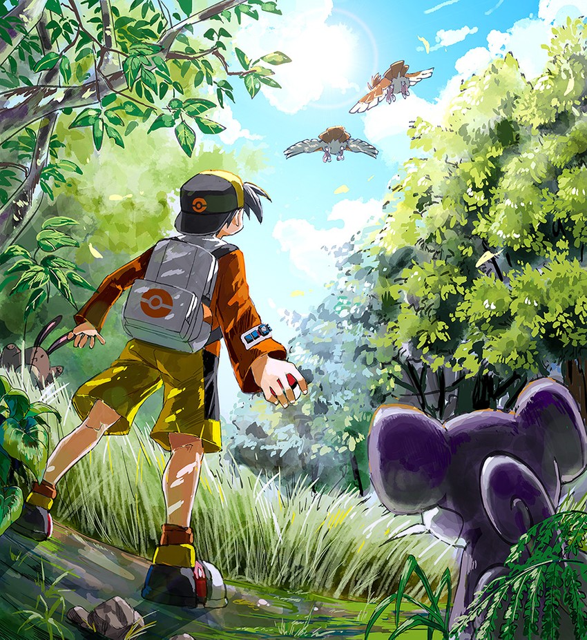 ethan, sentret, pidgey, and rattata (pokemon and 1 more) drawn by noaki