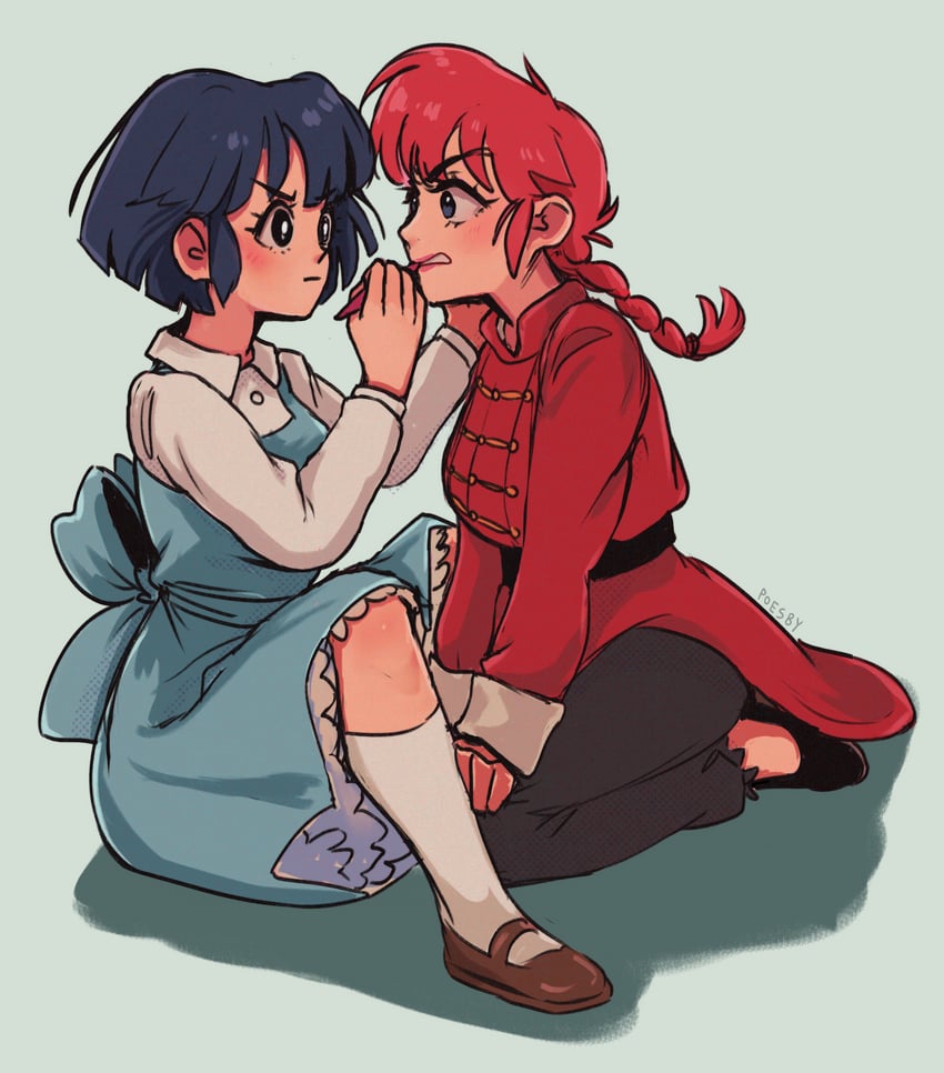 ranma-chan and tendou akane (ranma 1/2) drawn by poesby