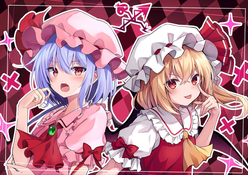 remilia scarlet and flandre scarlet (touhou and 1 more) drawn by hyurasan and kure~pu