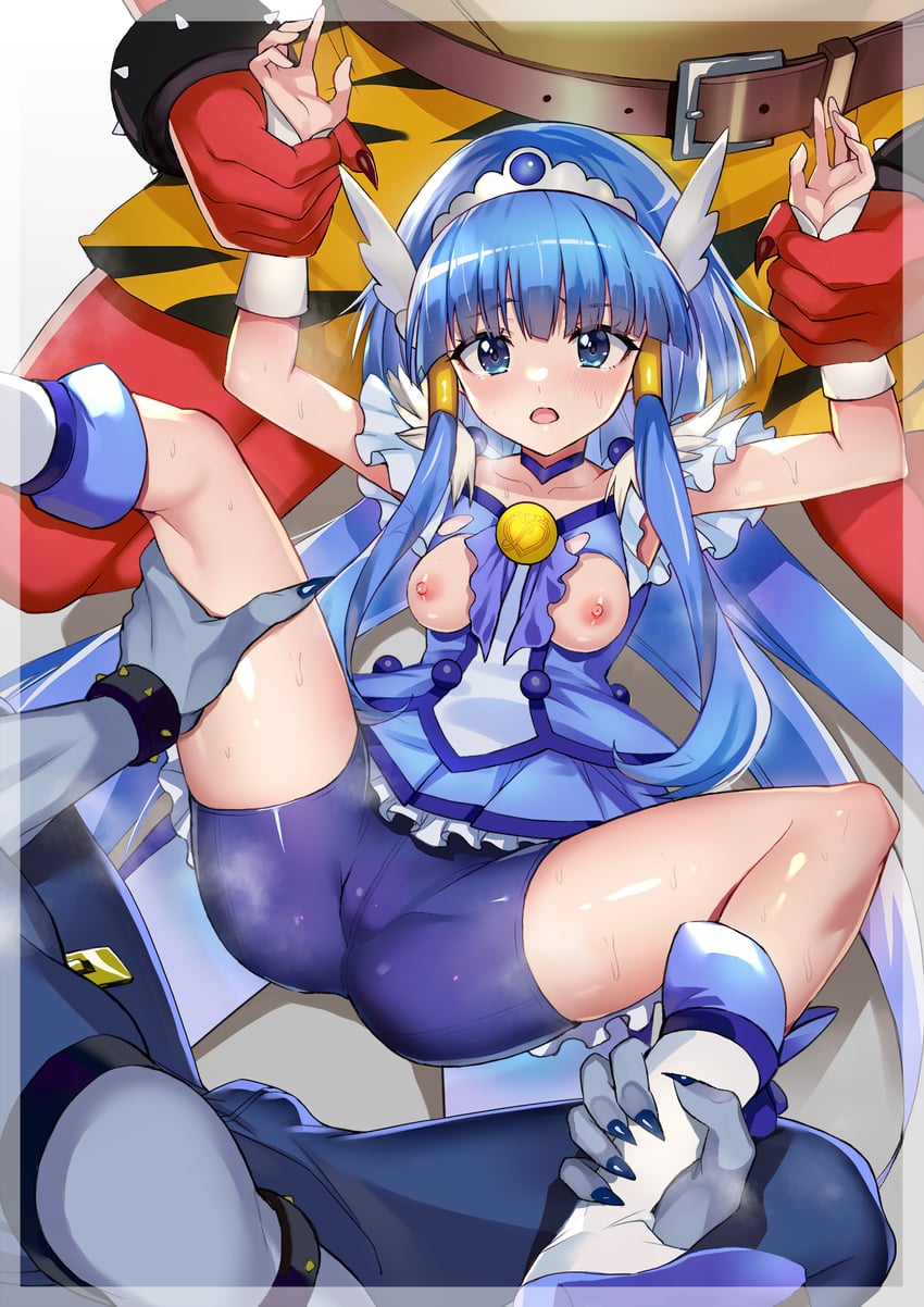 aoki reika, cure beauty, wolfrun, and akaooni (precure and 1 more) drawn by pukara