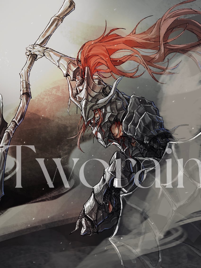 dragonslayer armour (dark souls and 1 more) drawn by tworain_w