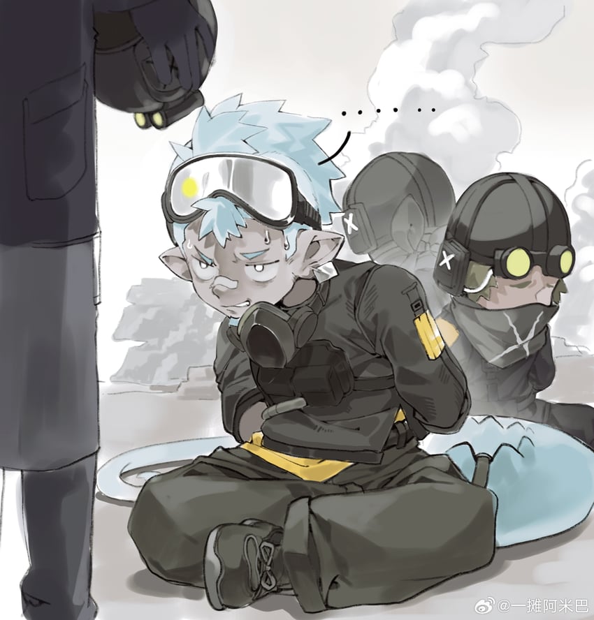 ethan and wraith (arknights) drawn by yi_tan_a_mi_ba