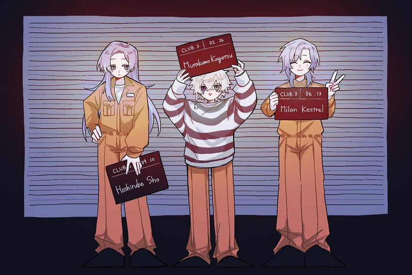 hoshirube sho, murakumo kagetsu, and milan kestrel (nijisanji) drawn by nyunyunyuringo