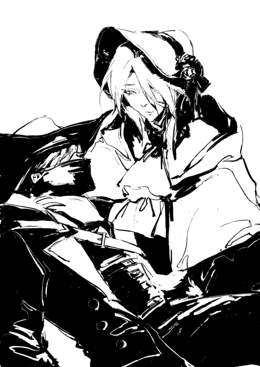hunter and plain doll (bloodborne and 1 more) drawn by jiao_chang