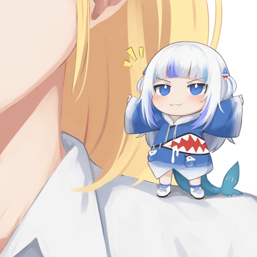gawr gura and watson amelia (hololive and 1 more) drawn by klaius
