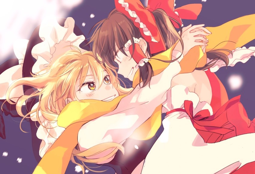 hakurei reimu and kirisame marisa (touhou) drawn by yonu_(yonurime)