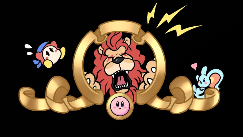 kirby, bandana waddle dee, elfilin, and leongar (kirby and 2 more) drawn by ddddndn