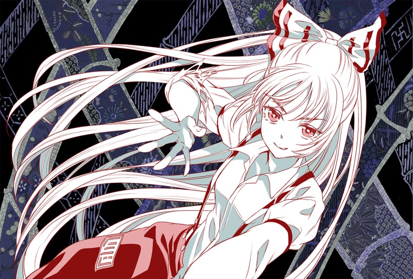 fujiwara no mokou (touhou) drawn by kyuu_umi