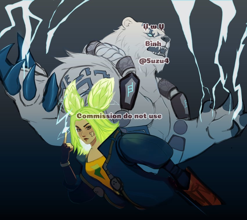 zeri and volibear (original and 3 more) drawn by 5uzu4