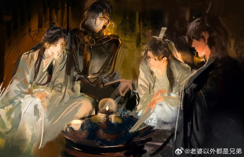 xie lian, hua cheng, shi qingxuan, and ming yi (tianguan cifu) drawn by kcllzas163