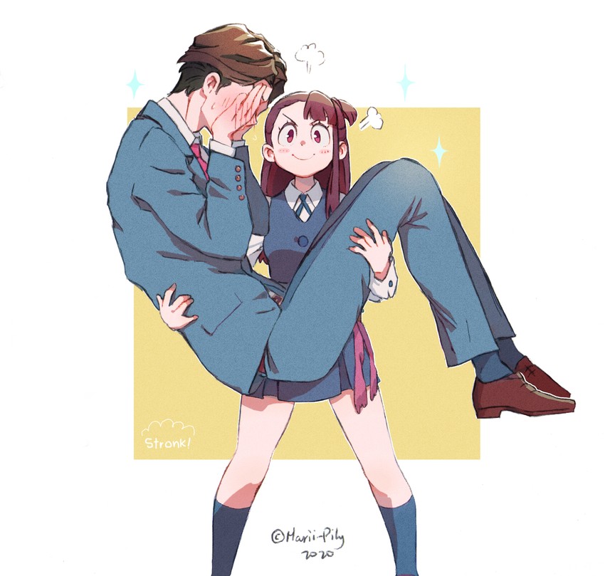 kagari atsuko and andrew hanbridge (little witch academia) drawn by marii_pily