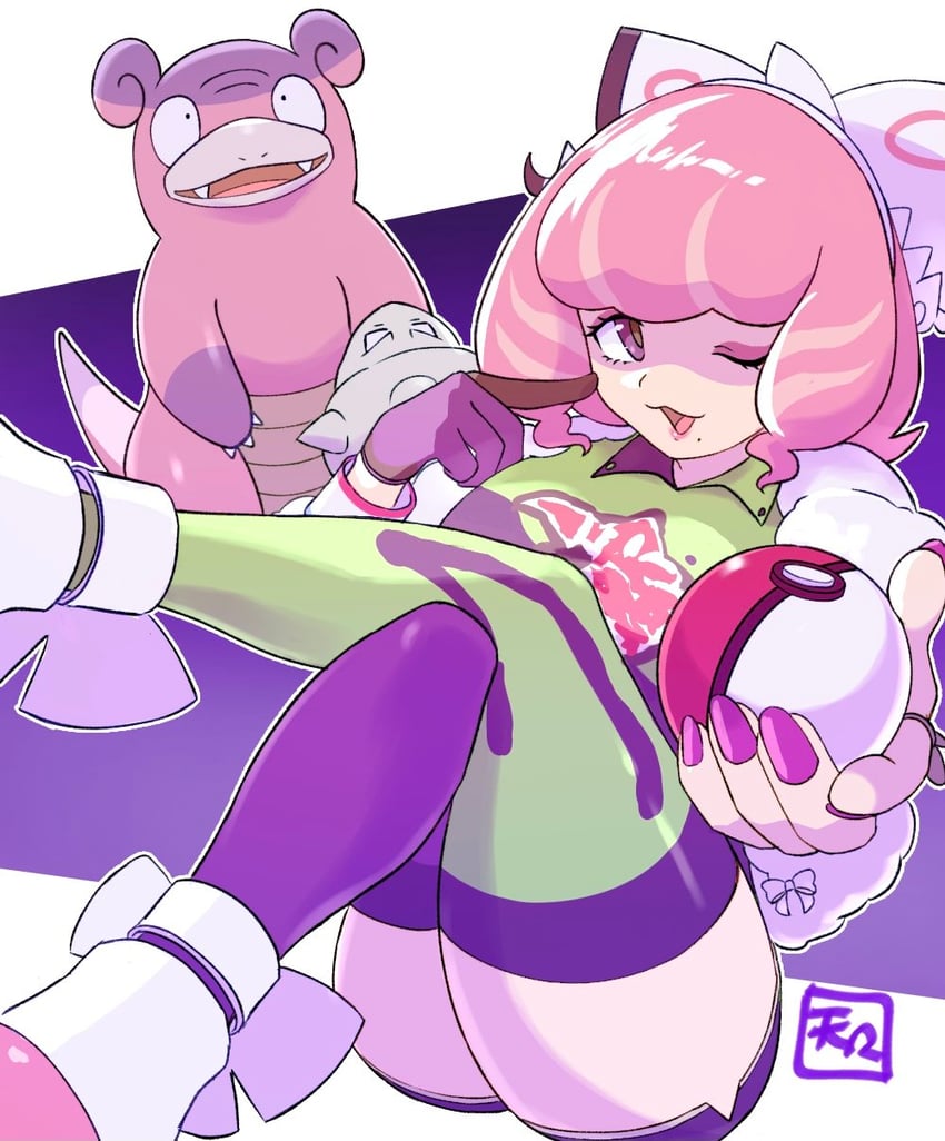 klara and galarian slowbro (pokemon and 1 more) drawn by ten_(amakara_tenten)