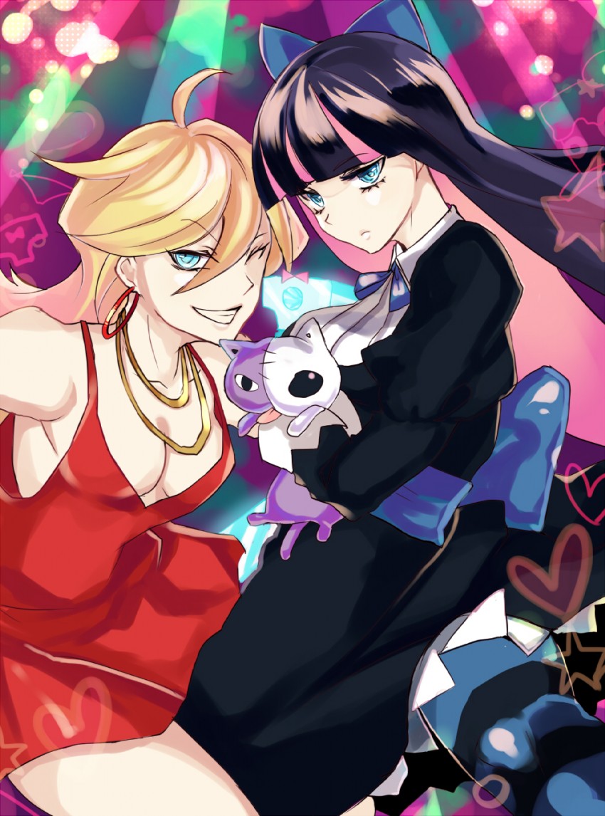 stocking, panty, and honekoneko (panty & stocking with garterbelt) drawn by aya_(min412)