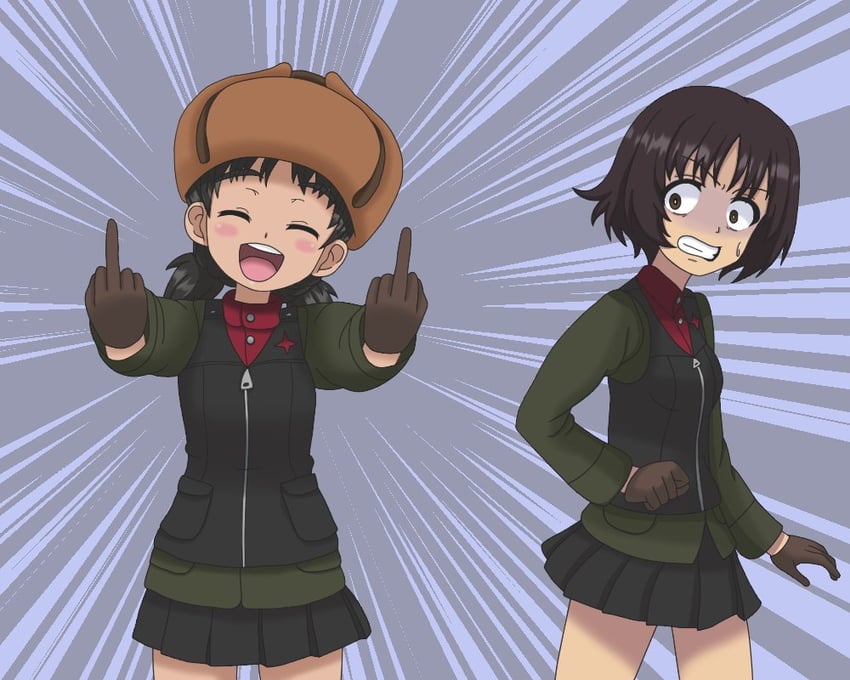 nina and alina (girls und panzer and 1 more) drawn by kkonmulbeom_nyomy
