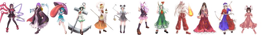 reisen udongein inaba, fujiwara no mokou, tatara kogasa, kamishirasawa keine, houraisan kaguya, and 8 more (touhou) drawn by musyne_xsk