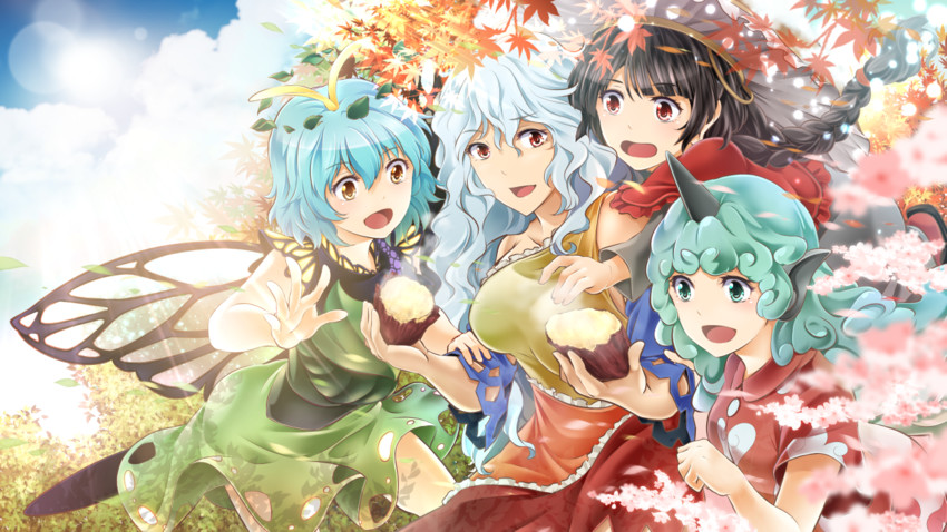 komano aunn, eternity larva, yatadera narumi, and sakata nemuno (touhou) drawn by arkatopia