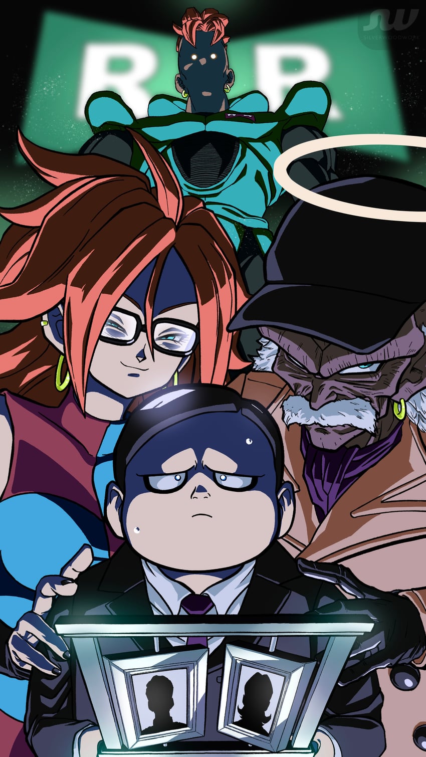 android 21, android 16, dr. gero, and dr. hedo (dragon ball and 4 more) drawn by silverwoodwork