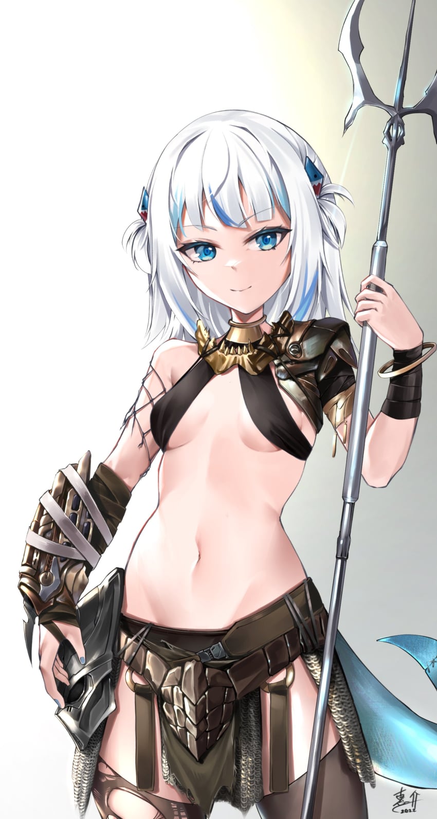 gawr gura and predator (hololive and 2 more) drawn by keisuke_desu~