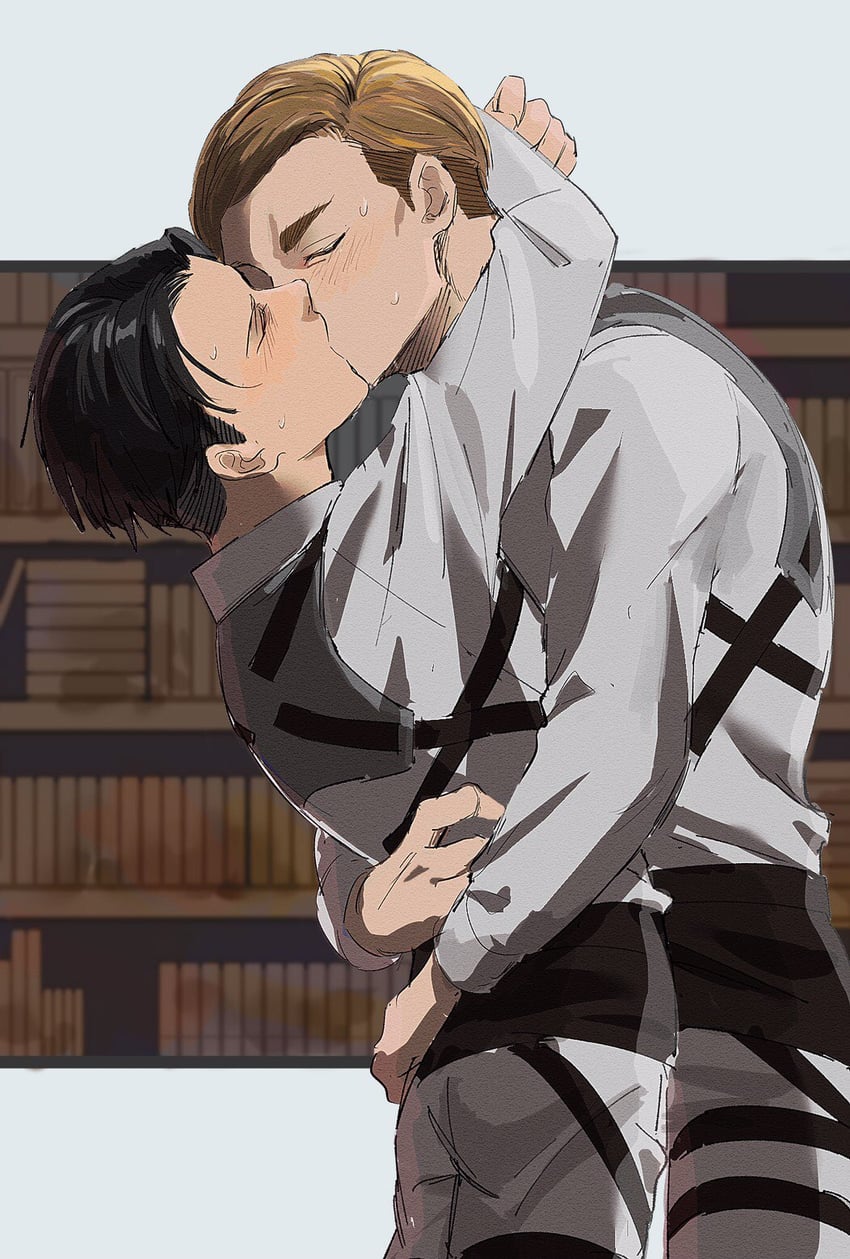 levi and erwin smith (shingeki no kyojin) drawn by ai_0357